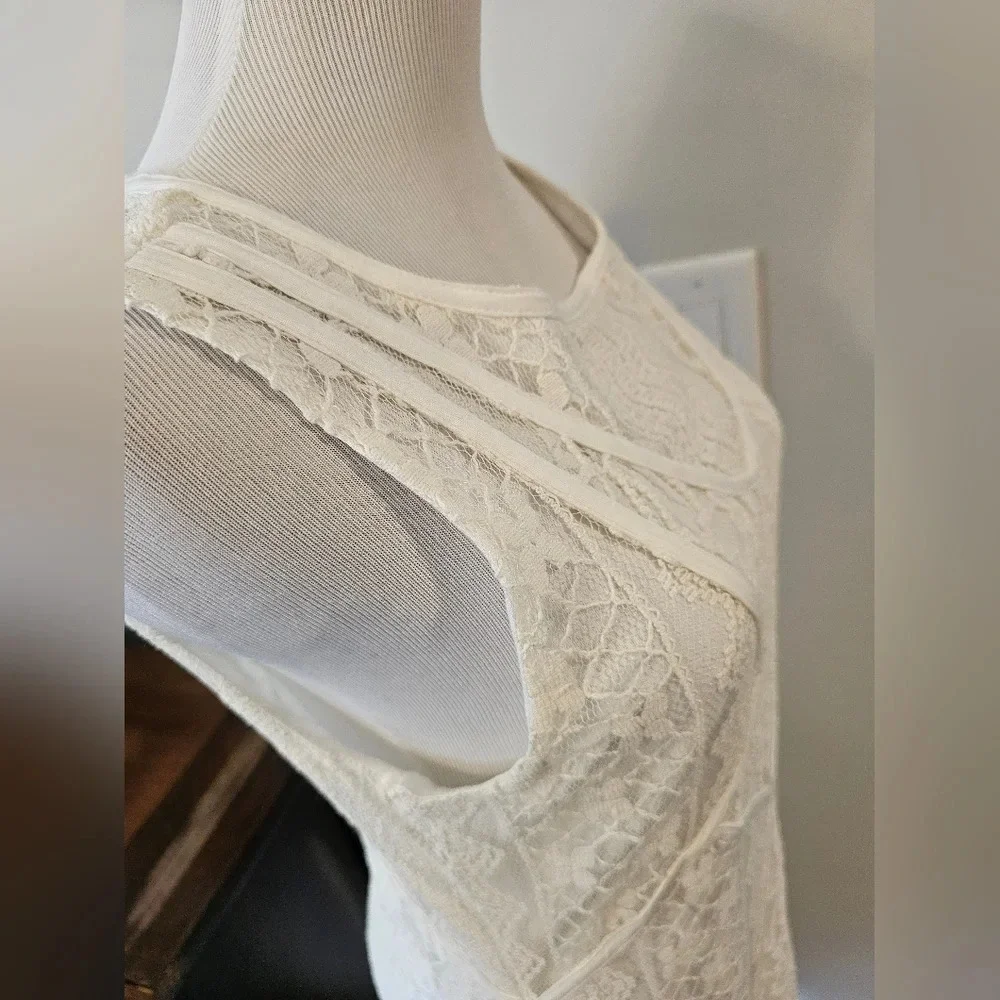 Sundance •Size Medium• Ivory Crochet Lace Overlay Sleeveless Dress Spring Summer - Picture 9 of 12